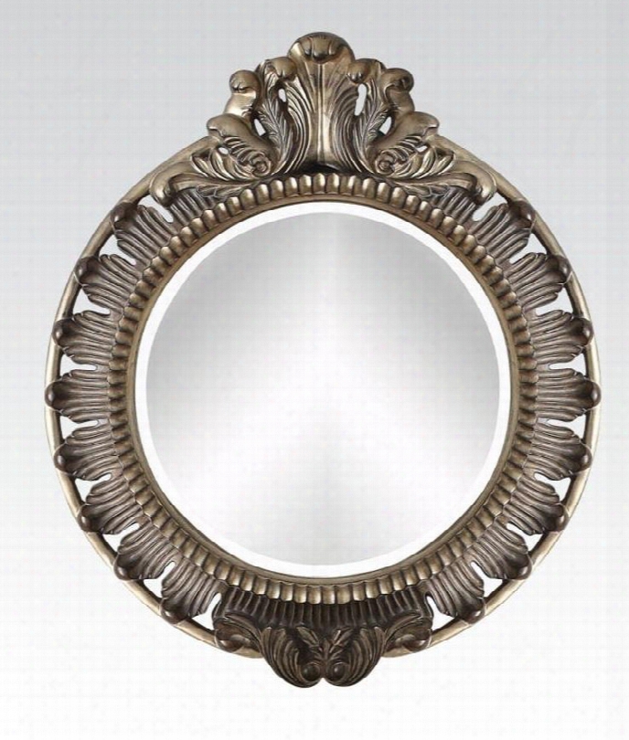 90125 Bayley Accent Irror With Metal Construction Curved Apron Birch Veneers And Mdf In Bronze/taupe