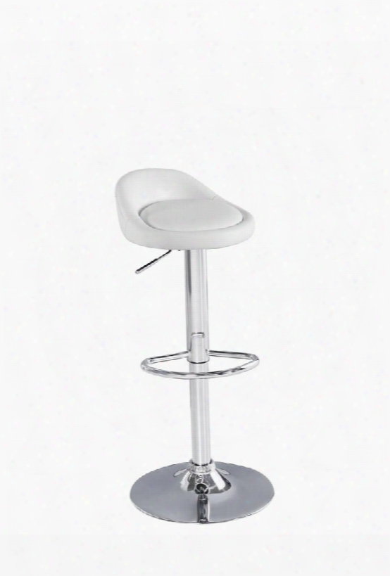 96390 Ethan 23" - 32" Adjustable Stool With Swivel (set-2) In White Pu  Upholstery And Chrome
