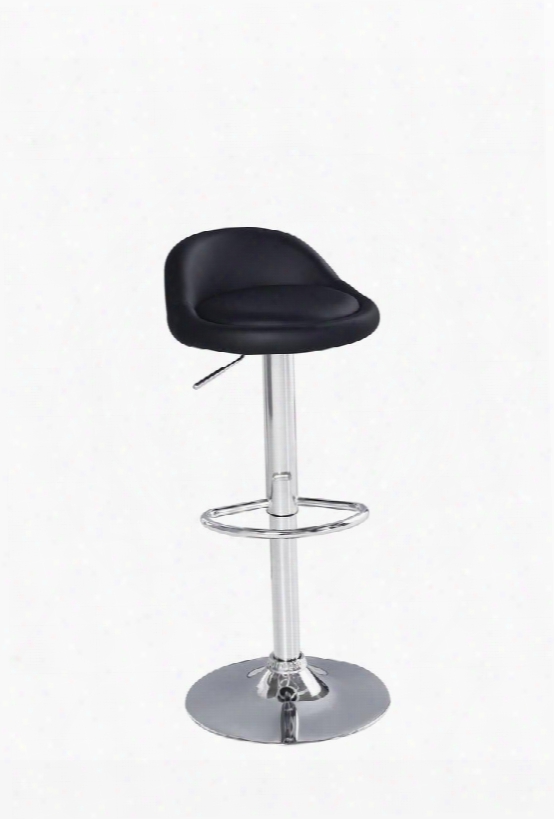 96391 Ethan 23" - 32" Adjustable Stool With Swivel (set-2) In Black Pu Upholstery And Chrome