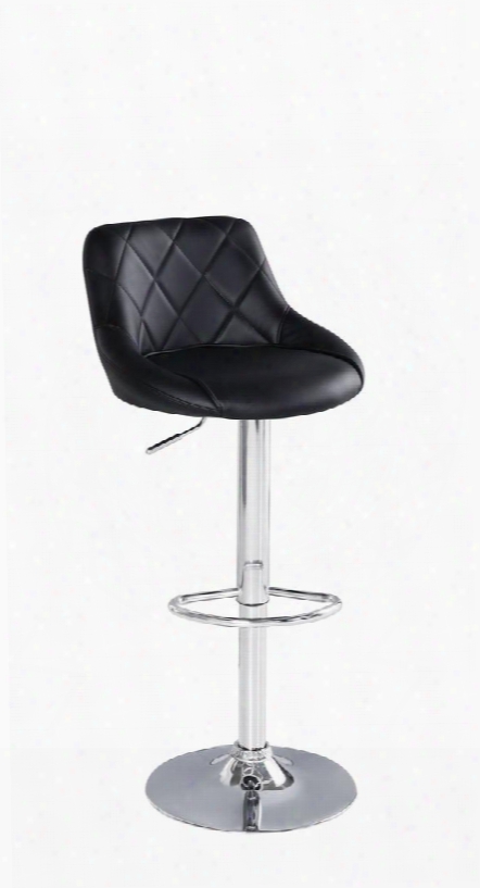 96394 Jacob 24" - 32" Adjustable Stool With Swivel (set-2) In Black Pu Upholstery And Chrome