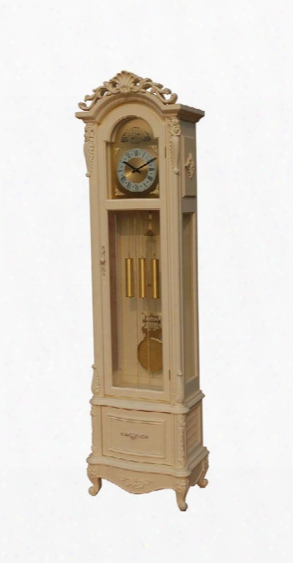 97080 Kuladeva  Grandfather Clock With Drawer Movement Pendulum Included And 3mm Glass Door Antique