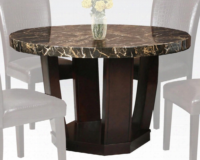 Adolph Collection 70780 48" Dining Table With Faux Marble Topp Edestal Base Round Shape And Medium-density Fiberboard (mdf) In Espresso