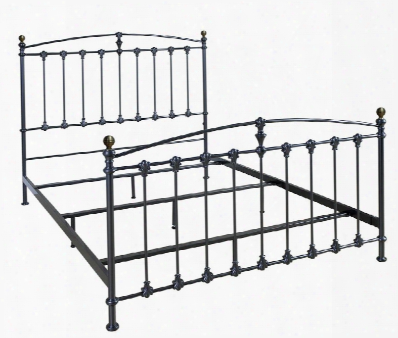 B552qdp Metal Bed With Decorative Castings Scratch Resistant Powder-coated Steel Frame And Adjustable Feet In Dar Graphite