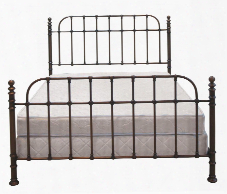B565qdc Queen Size Metal Bed With Corner Posts Scratch Resistant Adjustable Feet And Powder-coated Metal In Untaught Copper