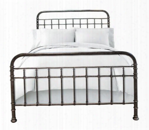 B567qab Queen Size Metal Bed With Adjustable Leveling Feet Scratch Resistant And Powder-coated Metal In Antique Bronze