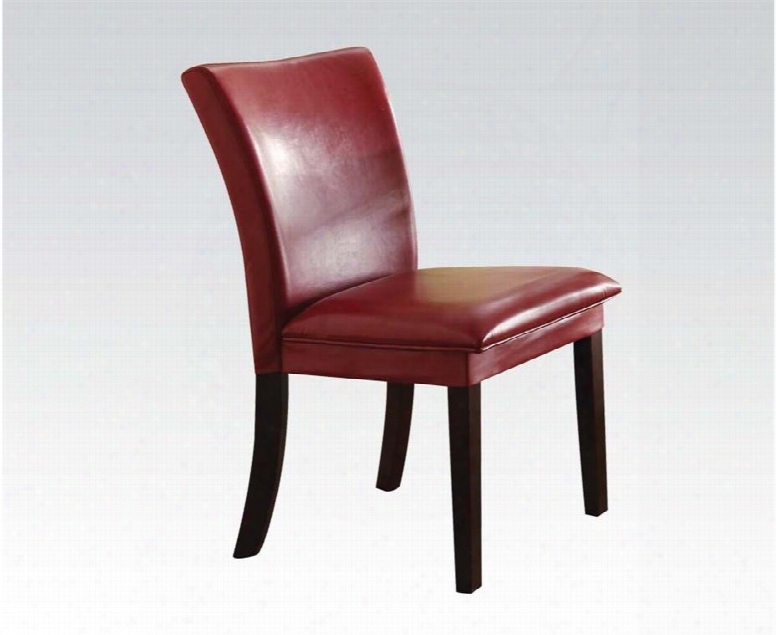 Baldwin Collection 70617 Set Of 2 Side Chairs With Pu Leather Upholstery And Wood Legs In Red And Walnut