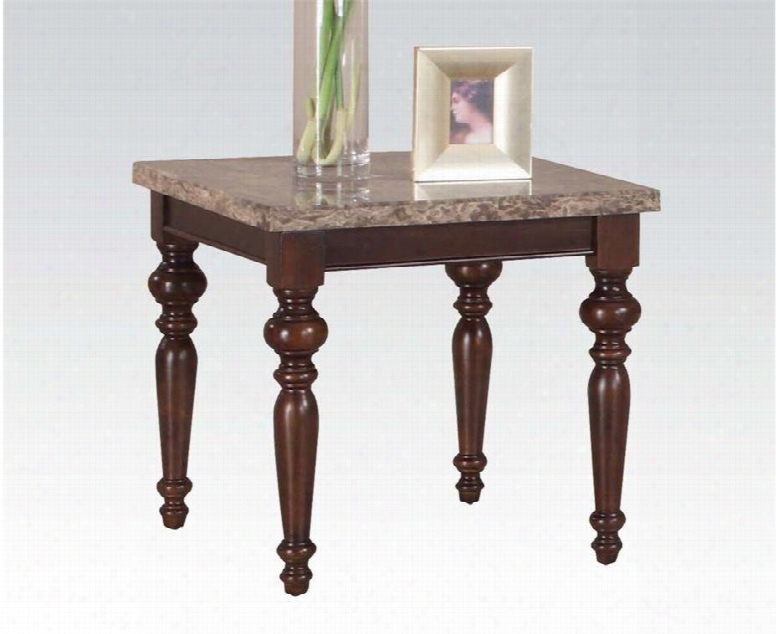 Bandele Collection 80227 End Table With Marble Top And Turned Legs In Emparedora