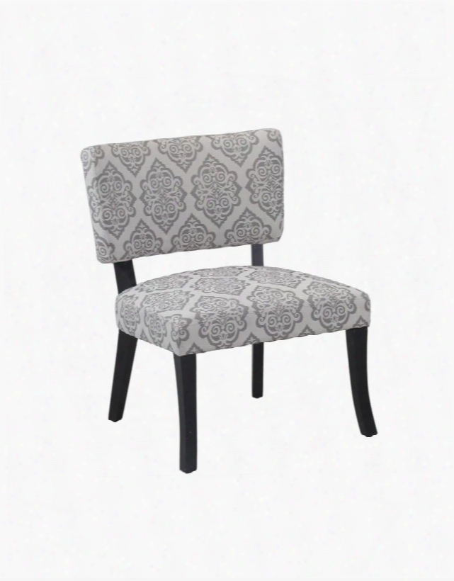 Bella Collection 14s8017 34" Accent Chair With Polyester Upholstery Scroll Design And Wood Legs In