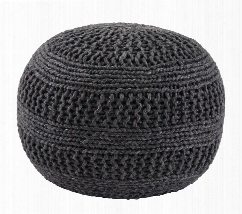 Benedict A1000559 14" Pouf Ottoman With Rib Knit Texture Esp Beads And Made Of Wool In