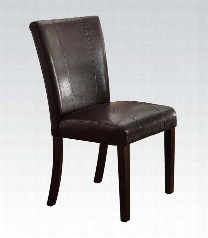 Bethany Collection 70619 Side Chair With Pu Leather Upholstered Seat And Back Stitched Detailing And Tapered Legs In