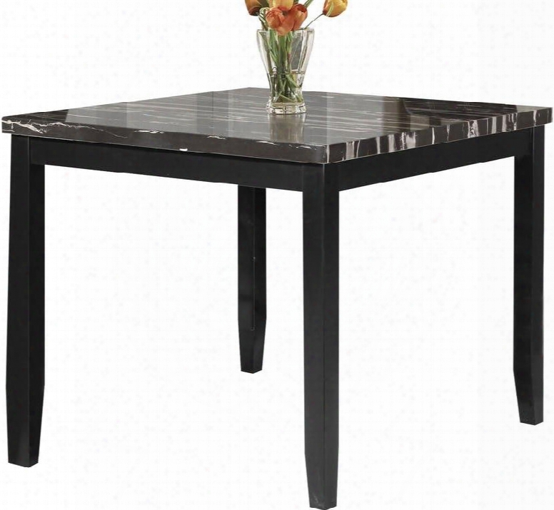 Blythe Collection 71070 42" Counter Height Table With Faux Marble Top Square Shape Medium-density Fiberboard (mdf) In Black