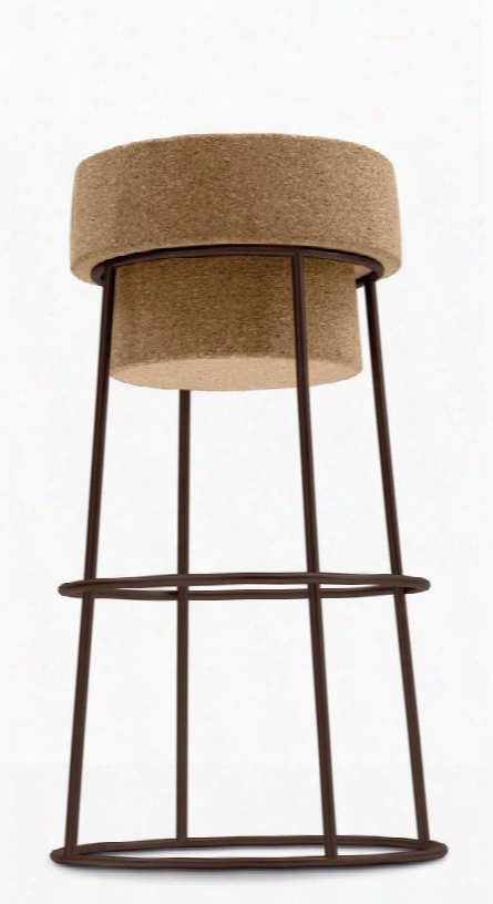 Bouch.rs.b0f.ru Bouchon-sgb 25" Counter Height Stool With Cone Shaped Lacquered Steel Frame And Cork Seat In Rust