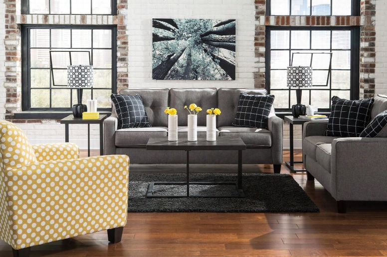 Brindon 53901-38-35-21 3-piece Living Room Set With Sofa Loveseat And Yellow Accent