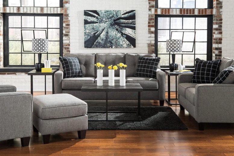 Brindon 53901-39-35-20-14 4-piece Living Room Set With Queen Sofa Sleeper Loveseat Armchair And Stool Ottoman In Charcoal