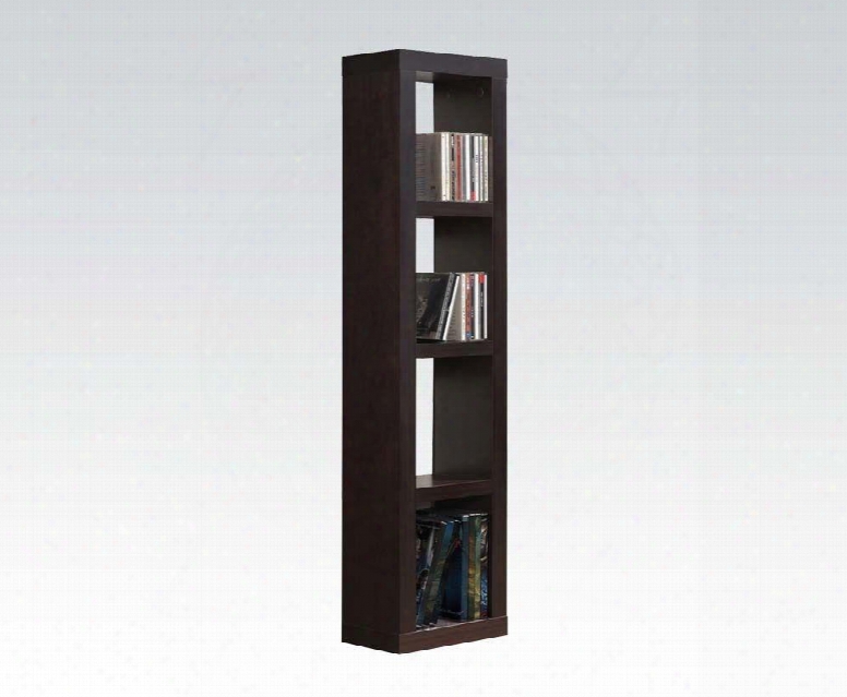 Carmeno Collection 92067 42" Tall Bookcase With 4 Storage Comlartments (cd/dvd Unit) Hollow Board And Paper Materials In Espresso