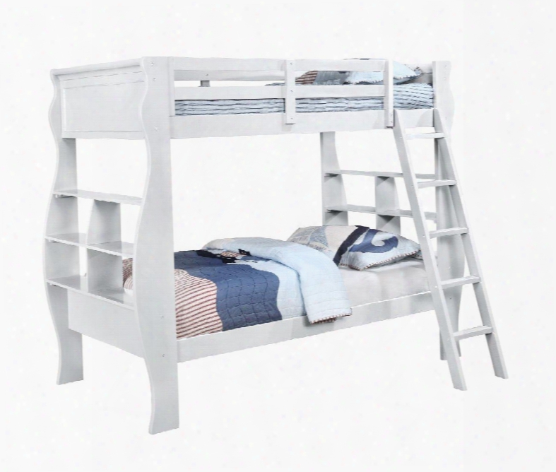 Casey 14y8100bbw 72&quor; Twin Over Twin Bunk Bed With Twin Sleep Surfaces And Storage Shelves In White