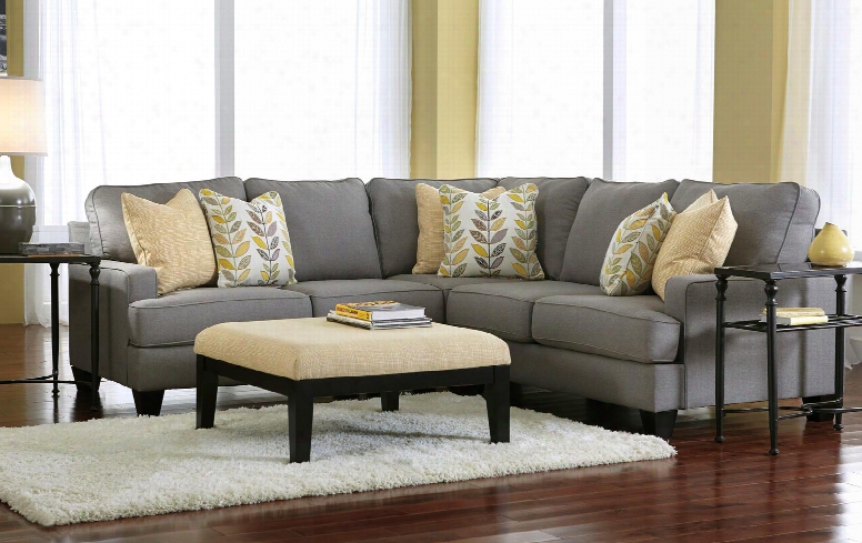 Chamberly 24302-08-55-77-56 2-piece Living Room Set With 3pc Sectional Sofa And Ottoman In Alloy