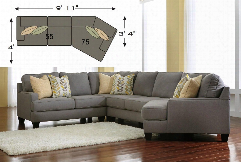 Chamberly 24302-75-55 2-piece Sectional Sofa With Right Arm Facing Cuddler Left Arm Facing Loveseat And Pillows Include In Alloy