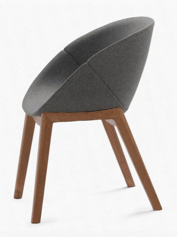 Coqui.p.l0f.nca.8id Coquille Armchair With Walnut Wood Frame Made In Italy And Upholstered Wool Shell In Nordwool Dark