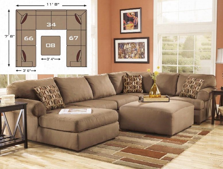 Cowan 30703-08-66-34-67 2-piece Living Room Set With 3pc Sectional Sofa And Oversized Ottoman In