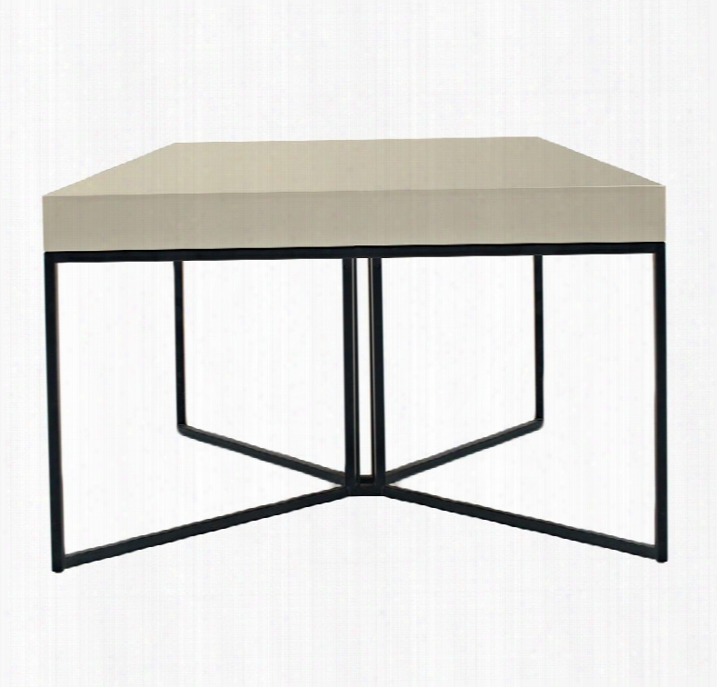 Cp1411g-p04-ss4-mp Luna Coffee Table With Black Steel Frame And Metal Coating Legs In High Gloss Avorio