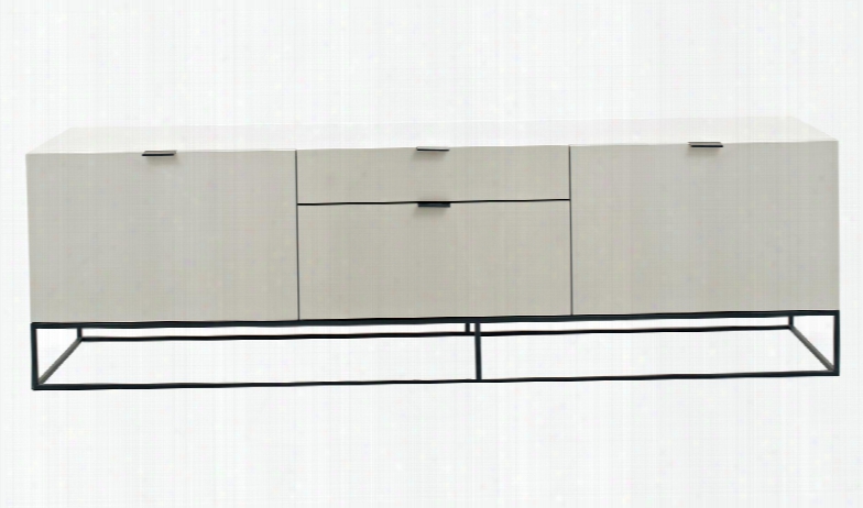 Cp1411tv-p04-n36a-ss4-mp Luna Tv Unit With Medium-density Fibreboard Black Metal Coating Legs And Soft Closinv Hinges In High Gloss Avorio