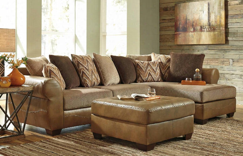 Declain 86302-08-17-66 2-piece Living Room Set With Sectional Sofa And Oversized Accent Ottoman In Sand