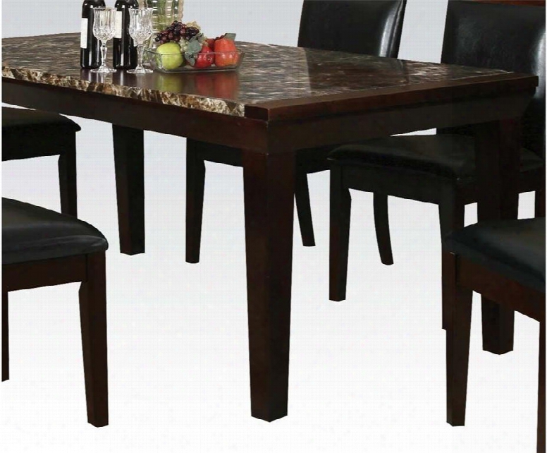 Denzil Collection 70786 72" Dining Table With Faux Marble Top Tapered Legs Aprno And Woood Construction In Espresso