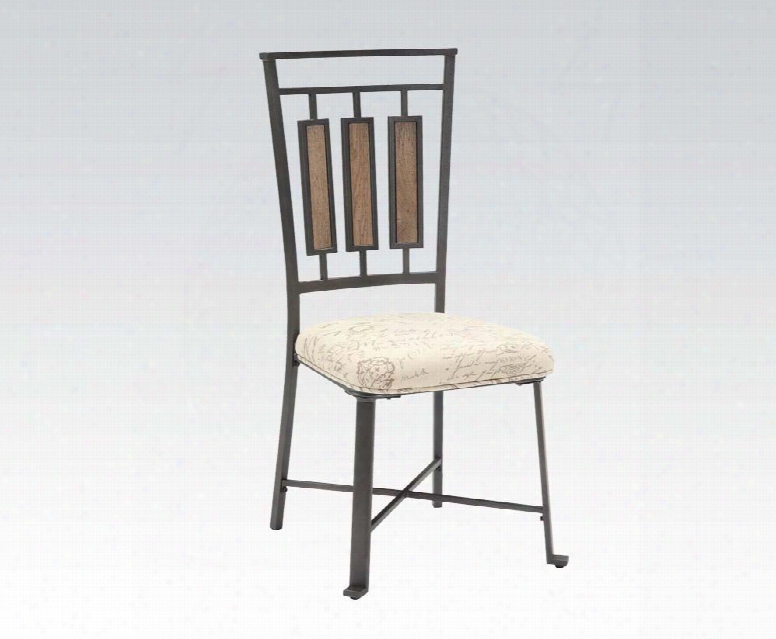 Dervon Collection 71652 Set Of 2 18" Side Chairs With Fabric Cushion Seat And Metal Construction In Light Oak And Grey