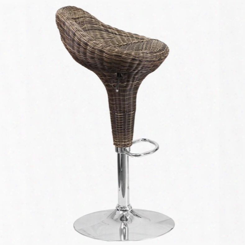 Ds-713-gg Contemporary Wicker Adjustable Height Barstool With Chrome