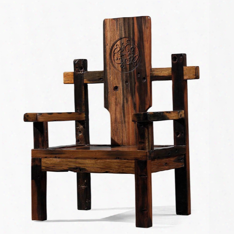 Ds-a04 Aaegle Arm Chair With Ornate Design And Wood Construction In Rustic