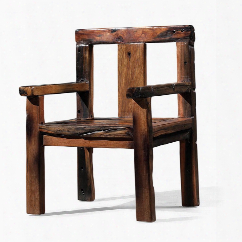 Ds-a06 Abydos Arm Chair With Block Feet And D Istressed Detailing In  Rustic