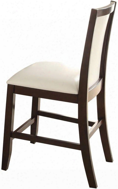 Eastfall Collection 71918 Set Of 2 25" Counter Height Chairs With White Pu Leather Upholstery Tapered Legs Poplar Wood And Ash Wood Veneer Materials In