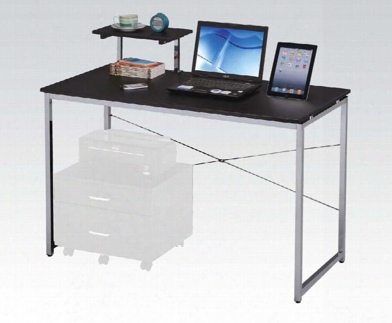 Ellis Collection 92086 47" Computer Desk With Shelf Recatngular Shape And Metal Frame Construction In Black