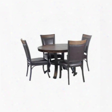 Franklin Collection 15d2020 43" 5 Piiece Dining Set With 1 Dining Table 4 Chairs Sturdy Metal Base And Curved Back In Rustic