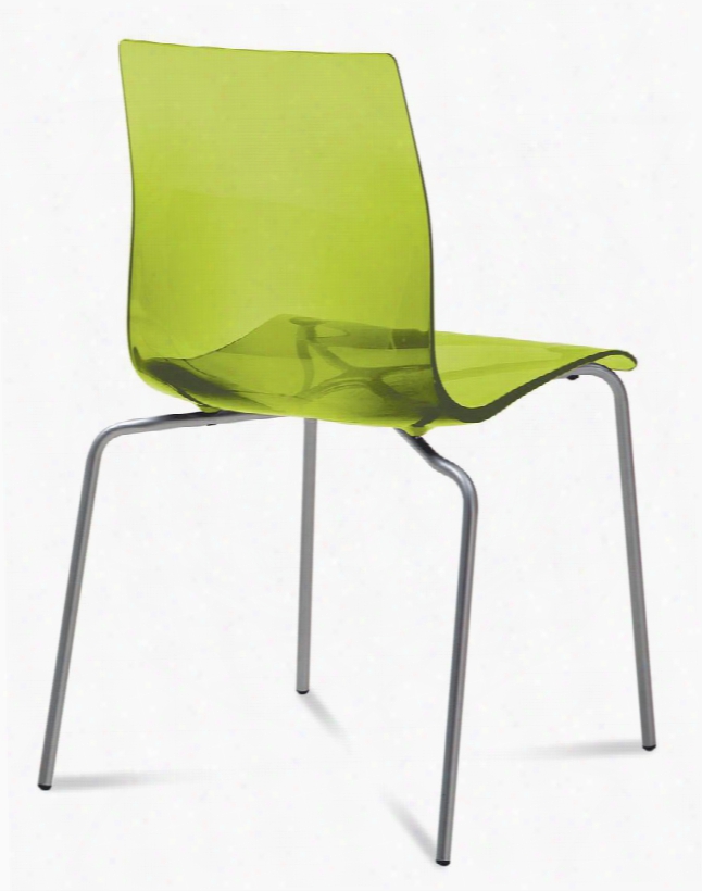 Gel.b.as.fv.sve Gel Stacking Chair With Satinated Aluminum Frame And Acryl Nitrile Styrene Shell In Transparent