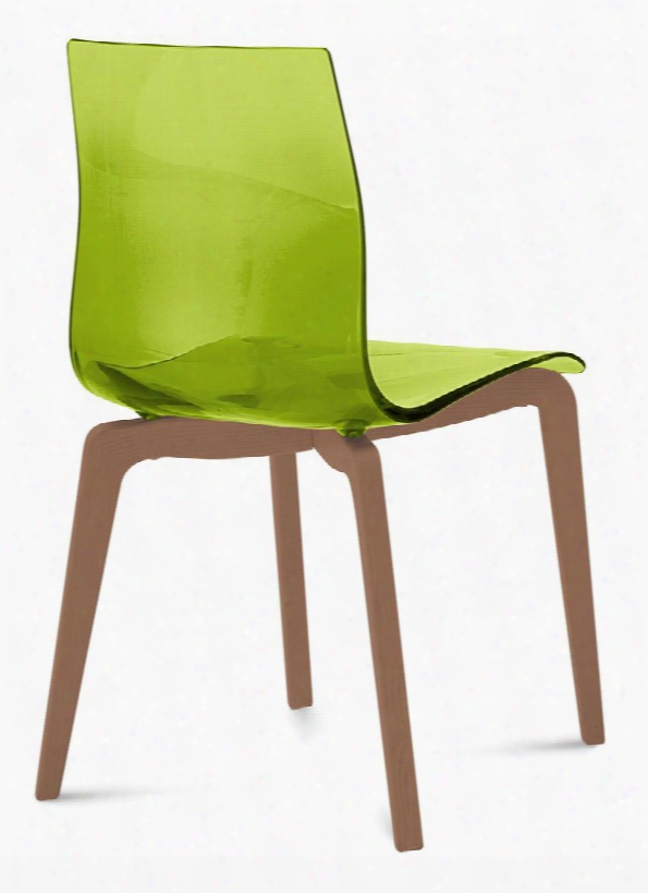 Gel.s.lsf.nca.sve Gel Dining Room Chair With Walnut Ashwood Frame Tapered Egs And Acryl Nitrile Styrene Shell In Transparent Green