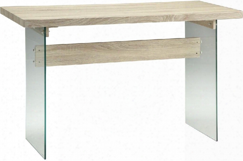 Glassden Collection 81909 48" Sofa Table With 8mm Tempered Clear Glass Panels Medium-density Fbierboard (mdf) And Pvc Veneer Materials In Light Oak