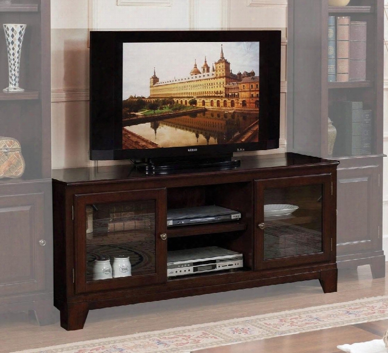 Halden Collection 91093 58" Tv Stand With Framed Glass Doors And Tapered Legs In