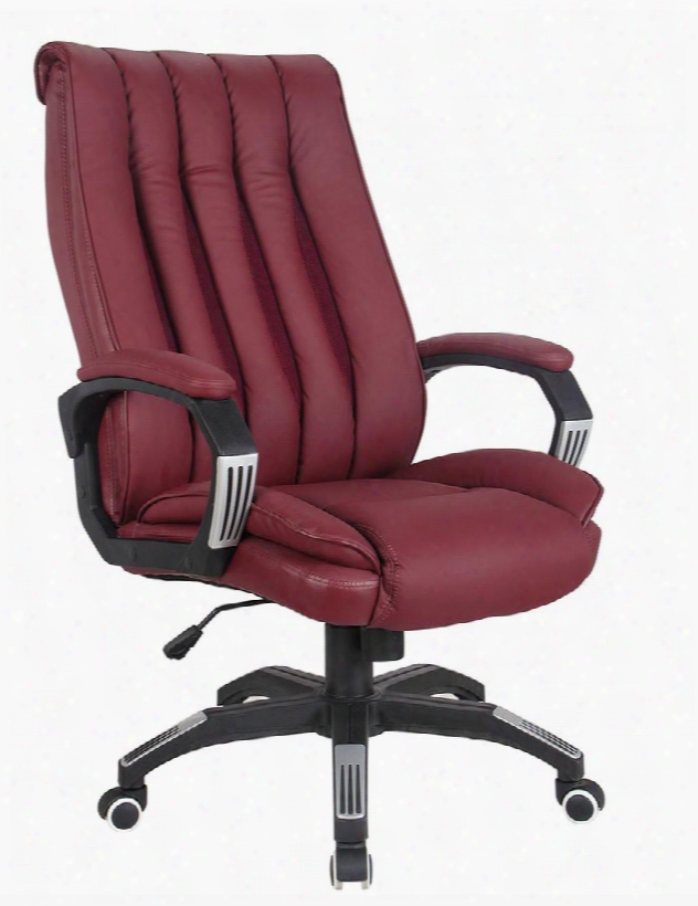 Hamel 92173 27" Office Chair With Pneumatic Lift Tilt Mechanism Casters Padded Arms And Pu Leather Upholstery In Red