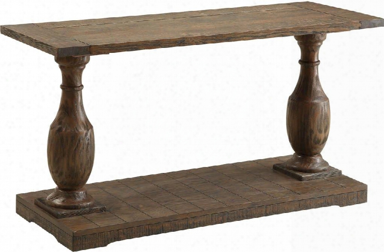 Hanson Collection 81608 52" ;sofa Table With Oversized Turned Legs Rectangular Shape Bottom Board Pine And Veneer Wood Materials In Salvage Brown