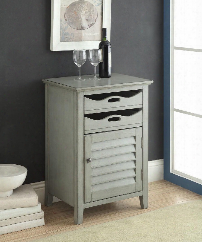 Holland 97132 20" Wine Case With 2 Drawers 1 Shutter Door Wine Bottle Holder Mdf And Hardwood Legs In Antique Grey