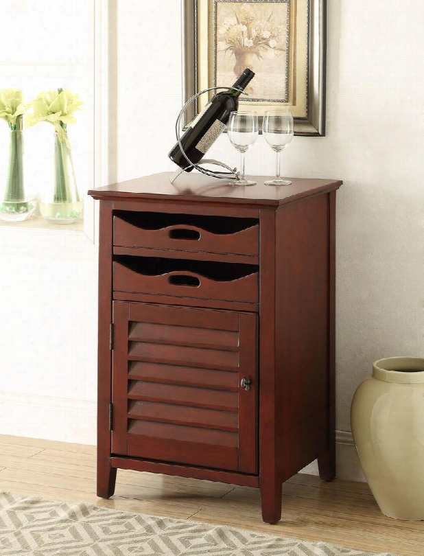 Holland 97134 20" Wine Cabinet With 2 Drawers 1 Shutter Door Wine Bottle Holder Mdf And Hardwood Legs In Antique Cherry