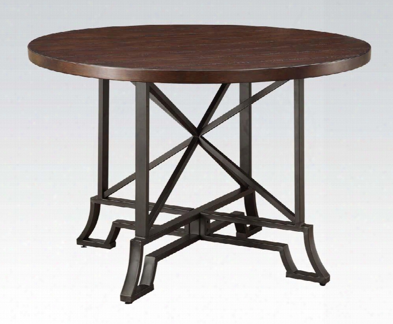 Hyatt Collection 71670 44" Dining Table With Round Pine Veneer Top Metal Frame Construction And Medium-density Fiberboard (mdf) In Cherry And Antique Black