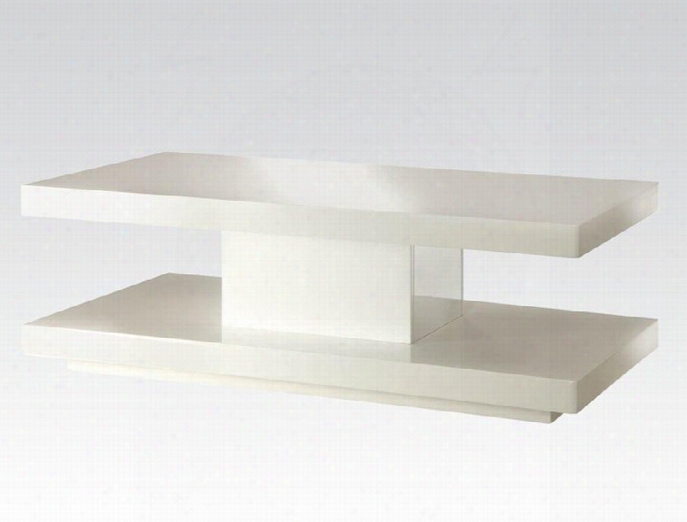 Imena Collection 80728 48" Coffee Table With Square Shape Medium-density Fiberboard (mdf) And Veneer Materials In White