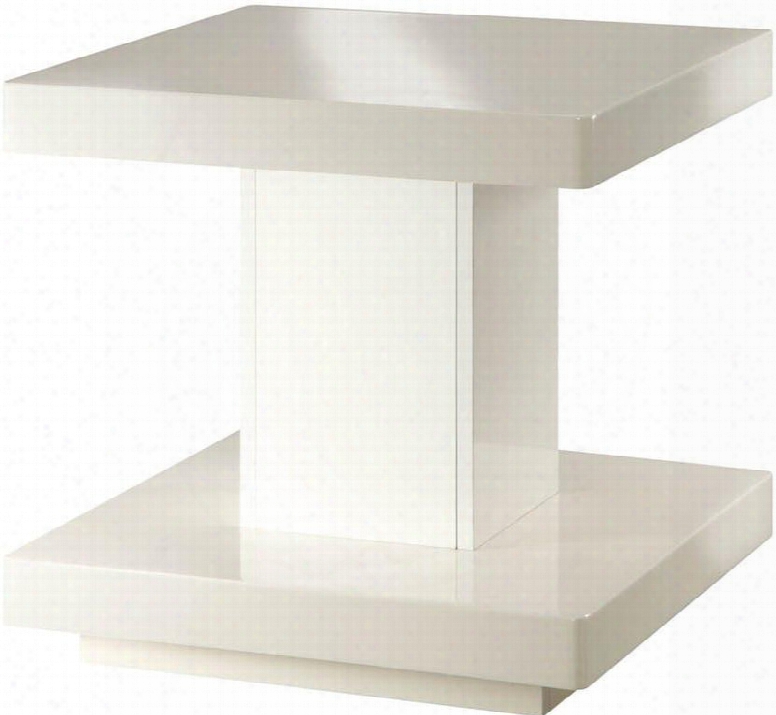 Imena Collection 80729 22" End Table With Square Shape Medium-density Fiberboard (mdf) And Veneer Materialsi N White