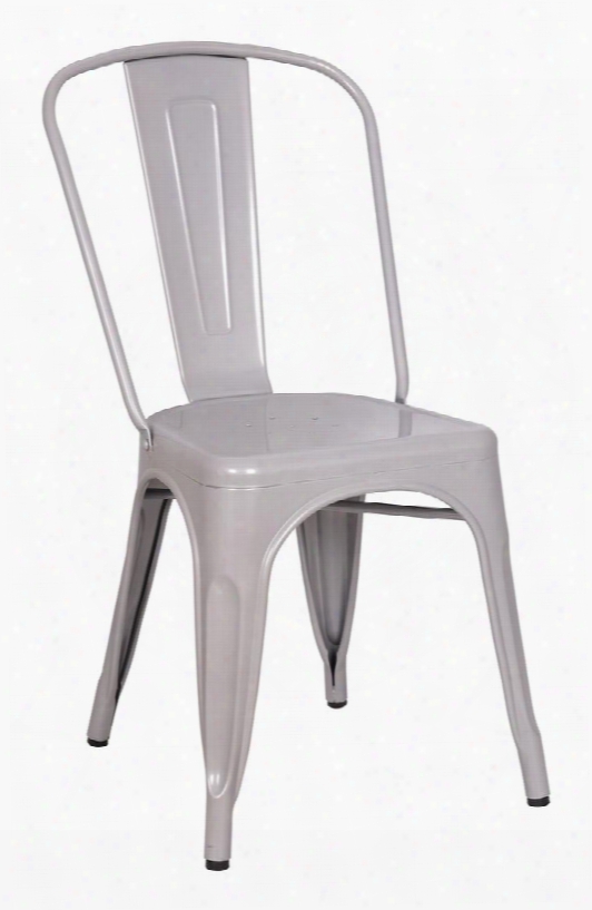 Jakia Collection 92656 Set Of 2 17" Stackable Side Chair With Cut-out Back Tapered Legs And Steel Construction In Silver