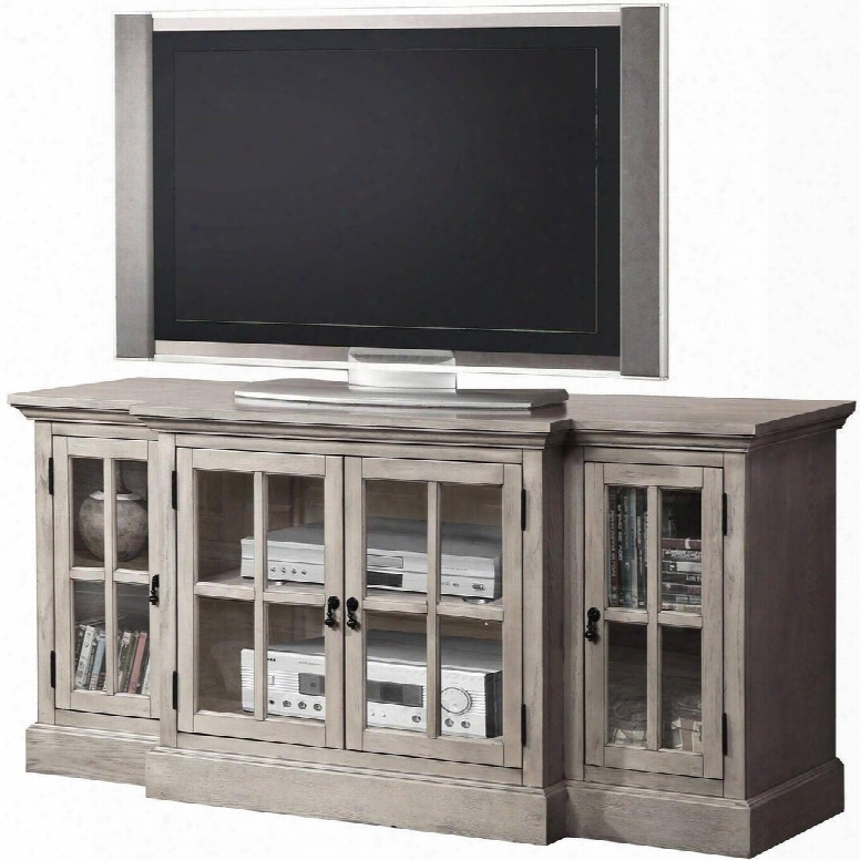Julian Collection 91180 64" Tv Stand With 4 3mm Clear Glass Doors Metal Hardware Poplar Wood And Basswood Veneer Materials In Sandwashed Grey