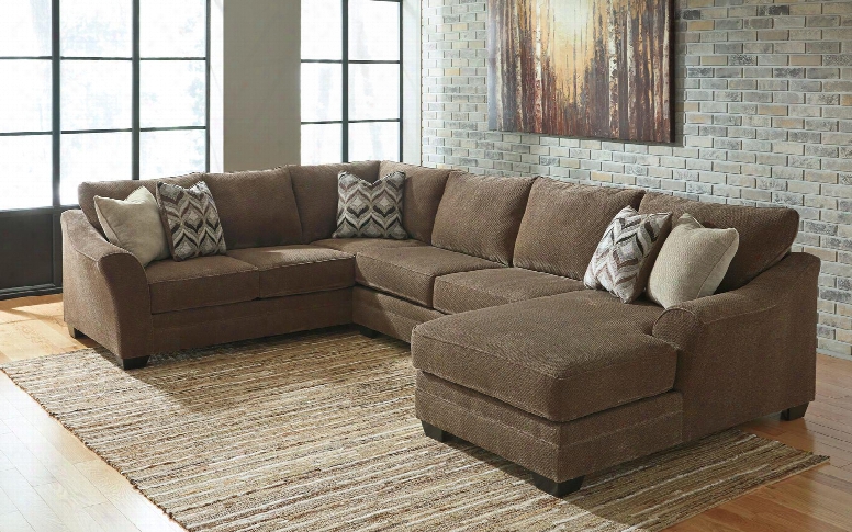 Justyna 89102-17-34-66 3-piece Sectional Sofa With Right Arm Facing Chaise Armless Loveseat Left Fortify Facing Sofa Piped Stitching And Pillows Included In