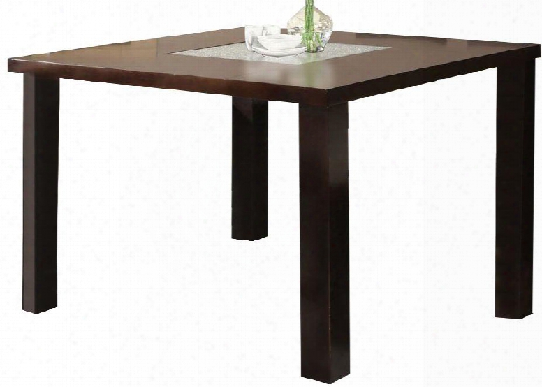 Keelin Collection 71035 54" Dining Table With 12mm Cracked Style Glass Top Solid Block Legs And Medium-density Fiberboard (mdf) In Espresso